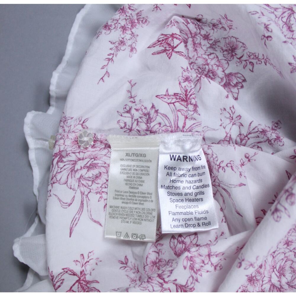 Eileen West sleeveless ballet-length nightgown white pink floral lace sz XL EUC - Picture 6 of 7